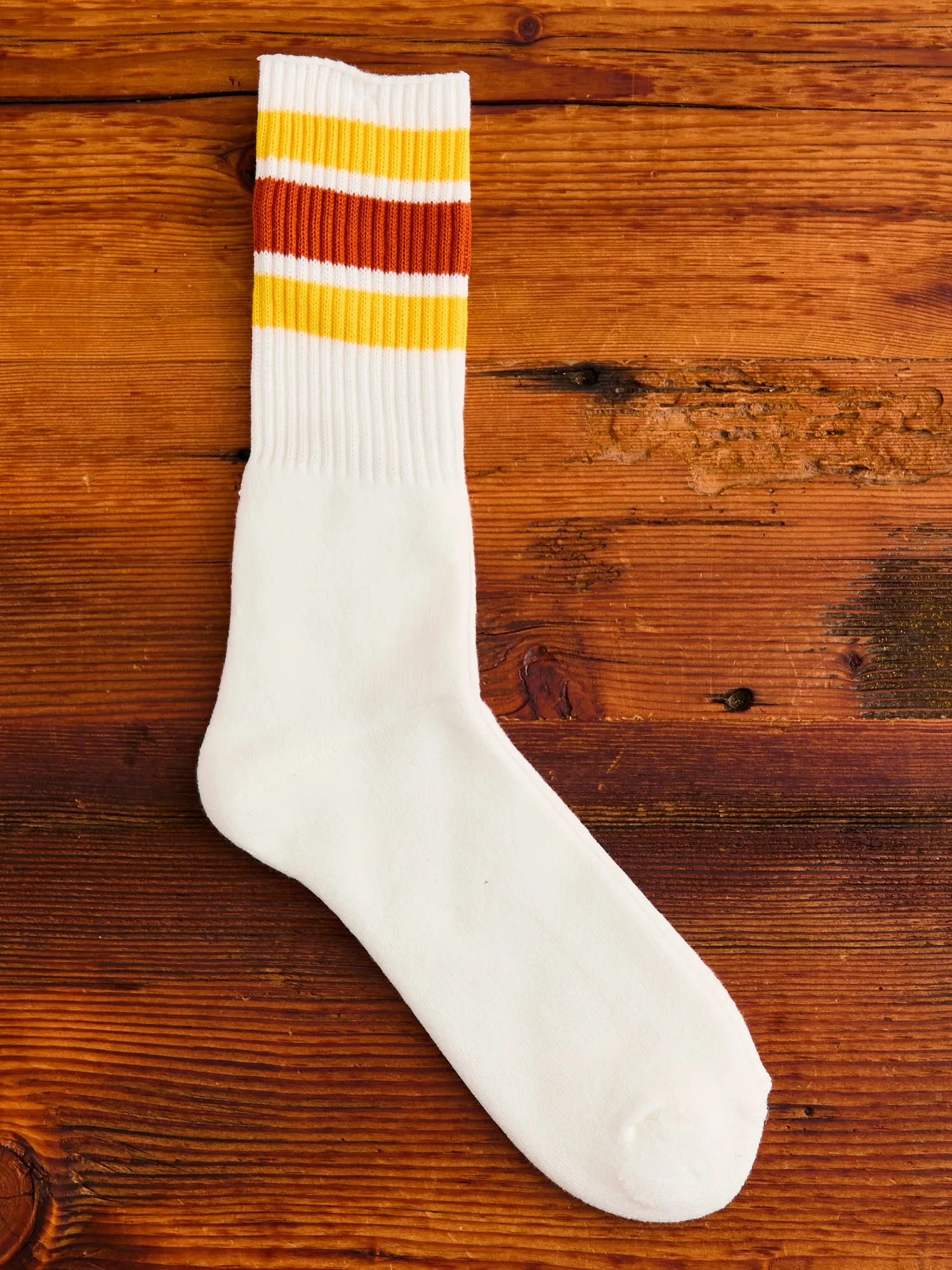 3 Line Crew Length Sock in Orange