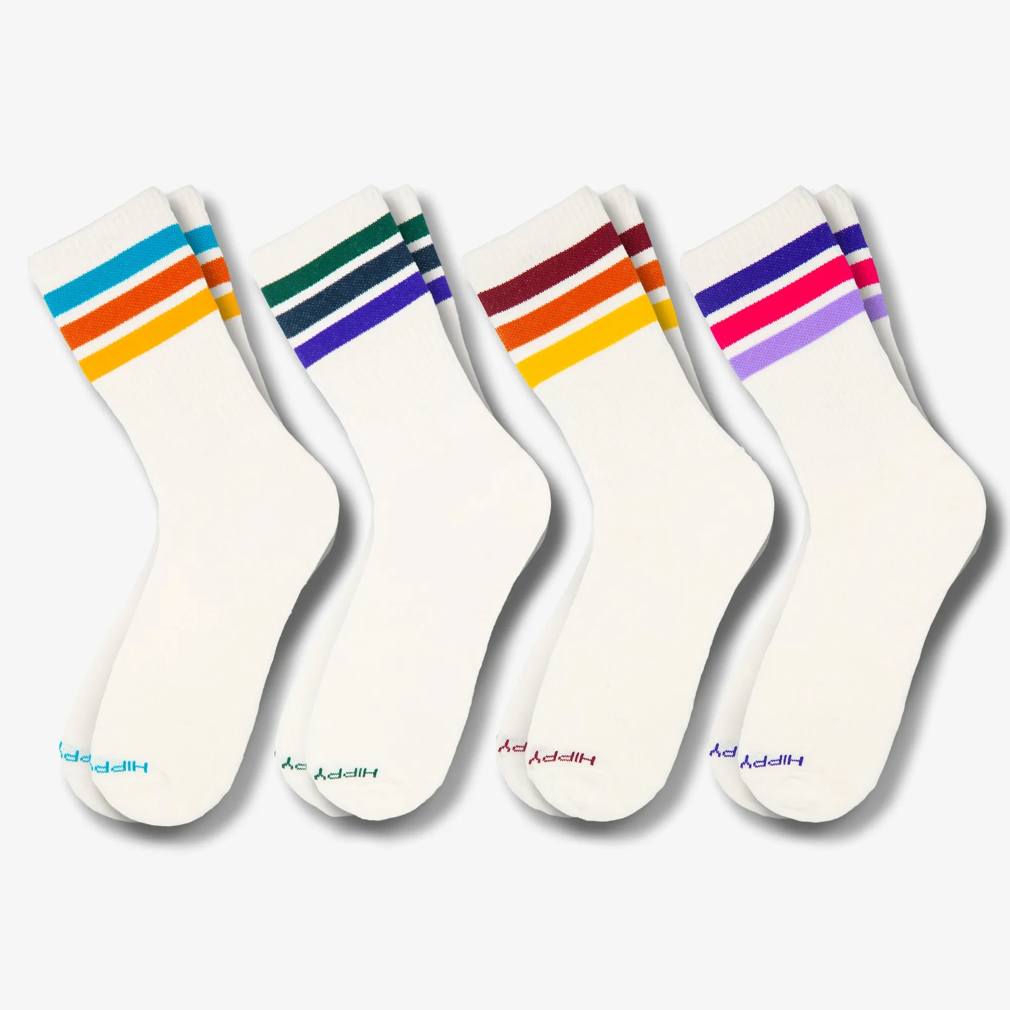 3-Stripe Crew Socks Lights 4-Pack (LARGE)