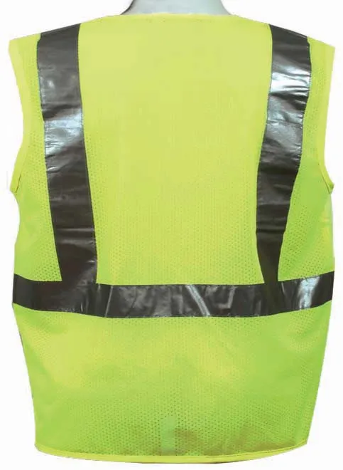 3A Safety - ANSI Certified Safety Vest - fabric front/mesh back Lime Color Size 4X-Large