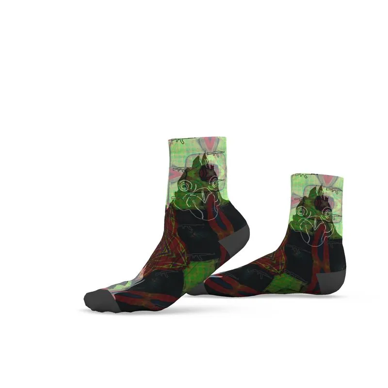 #515 Cocknload socks, rooster and gun pattern