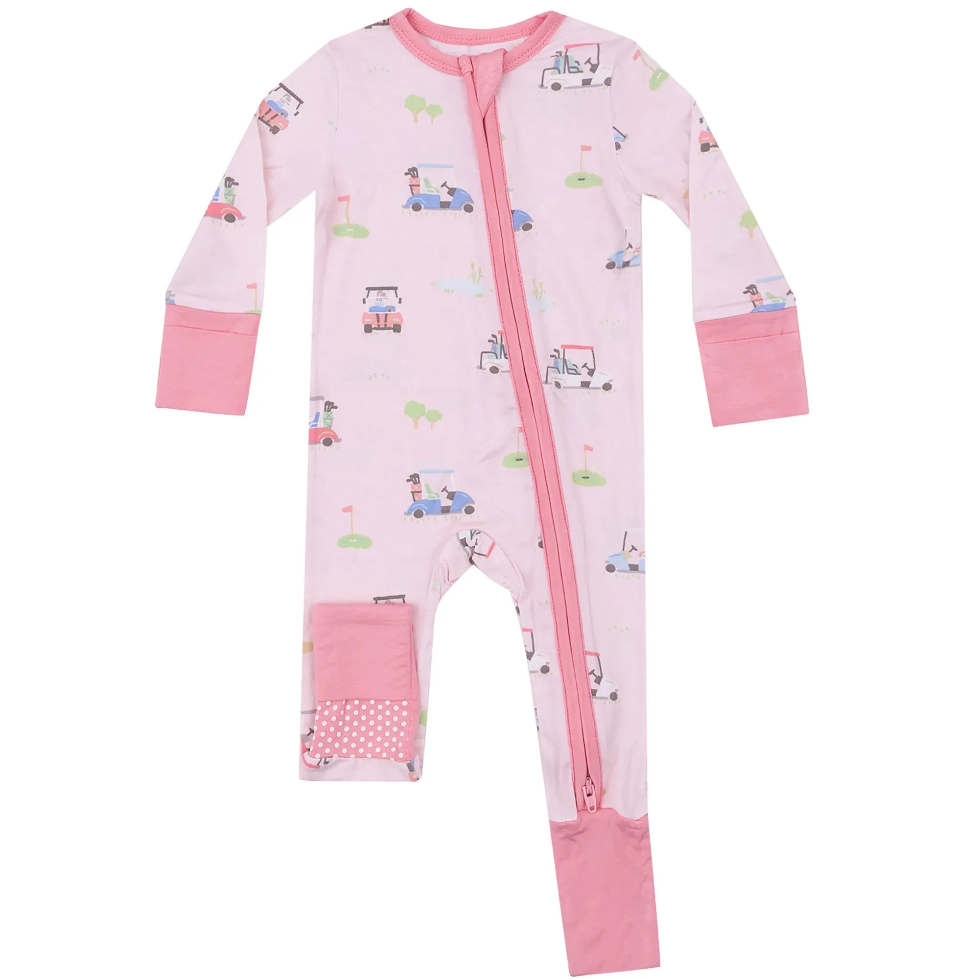 ANGEL DEAR GOLF CARTS PINK 2 WAY ZIPPER ROMPER