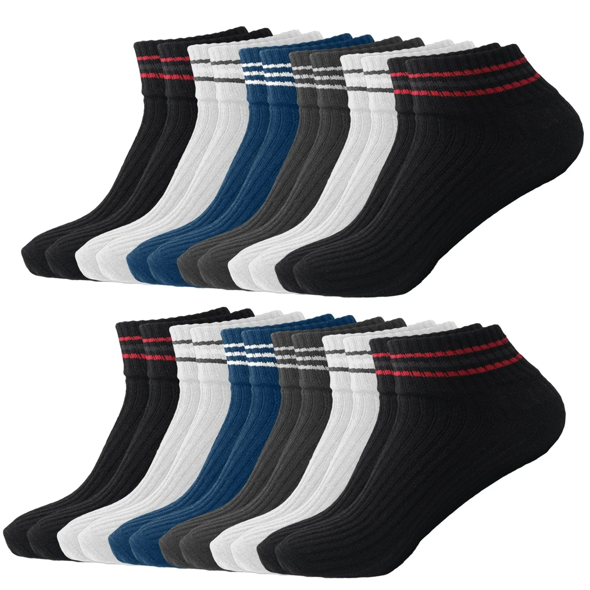 Arctic Wolf Men's Low Cut Ankle Socks, Black, Dark Grey, Light Grey & Navy Blue (Pack of 8 & 10 Pairs)