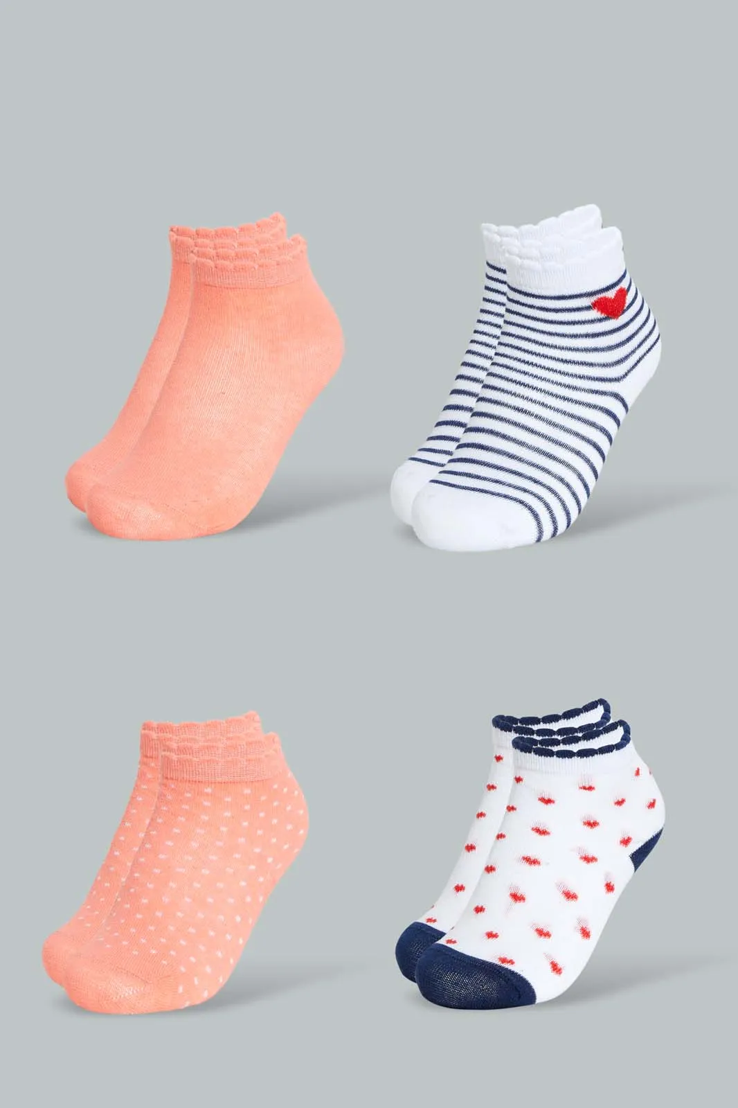 Assorted Printed Ankle Socks For Baby Girls (Pack of 4)