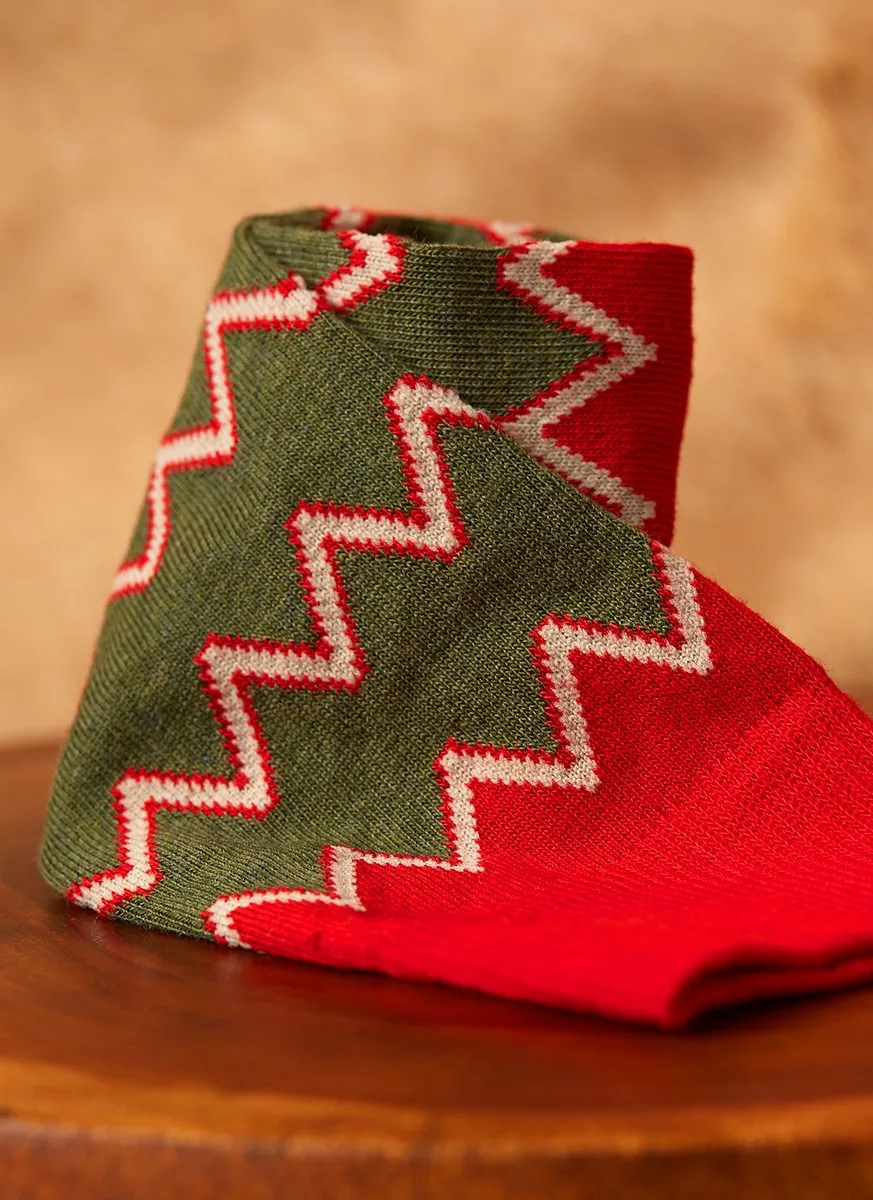 Aztec Zig Zag Sock in Red