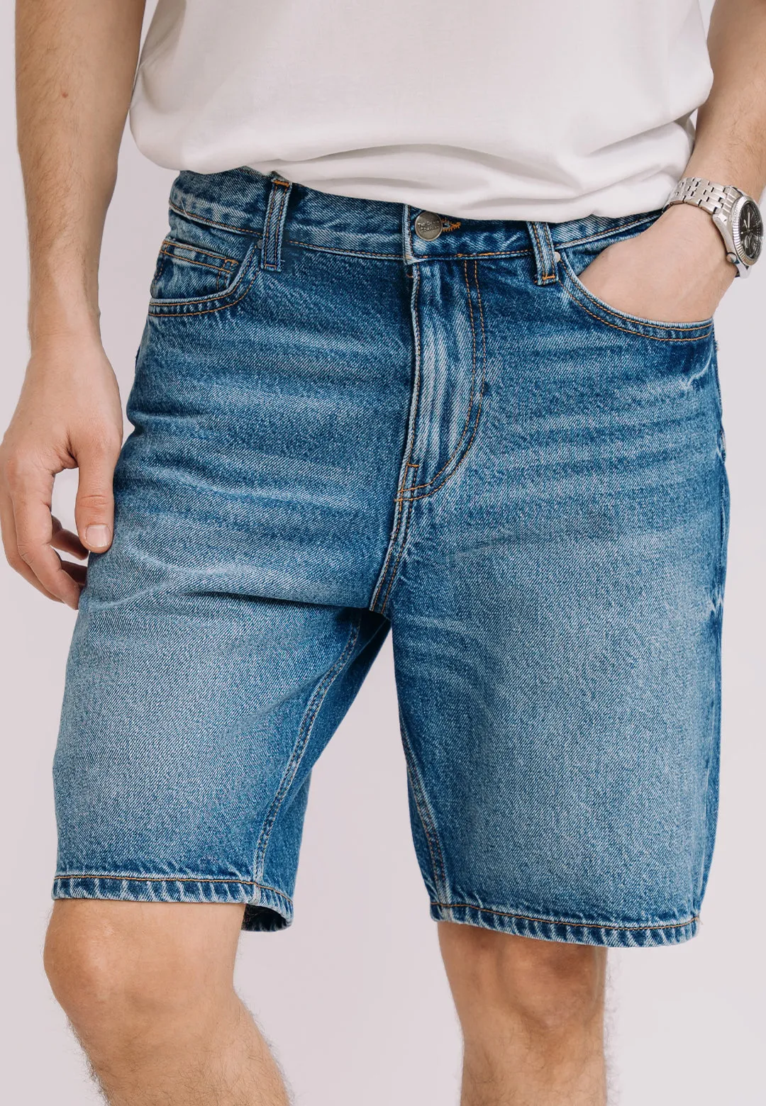 Basic Denim Shorts - Mid Blue