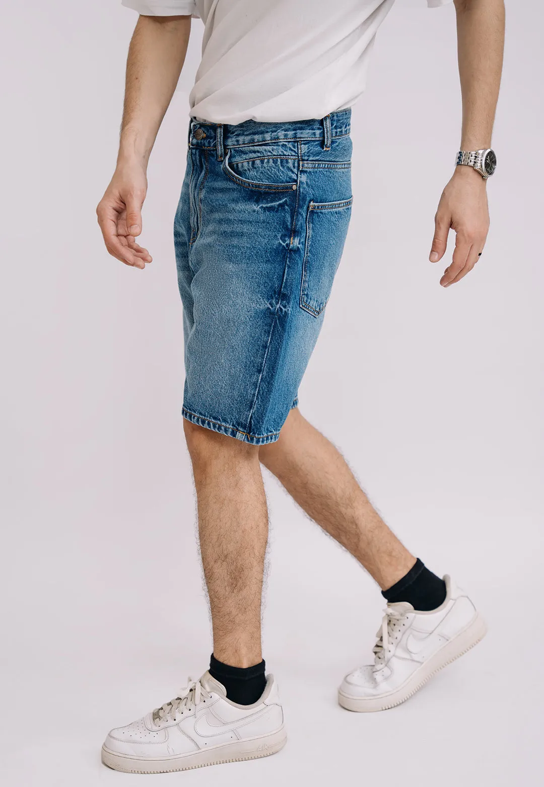 Basic Denim Shorts - Mid Blue