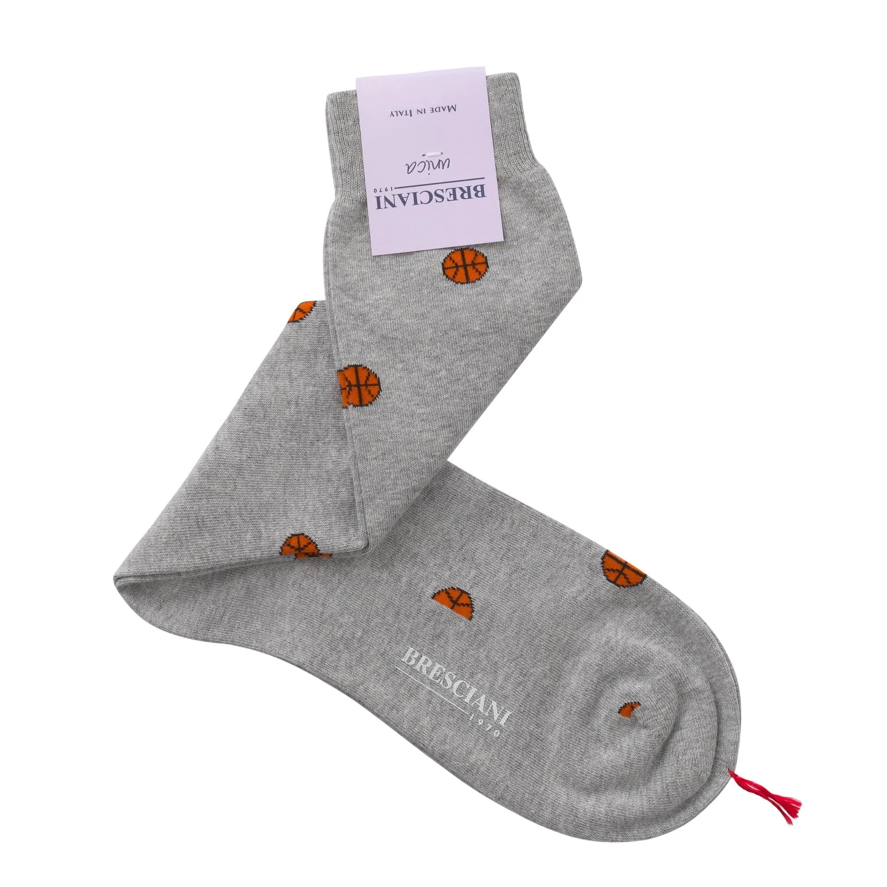 Basketball Printed Long Socks in Light Grey