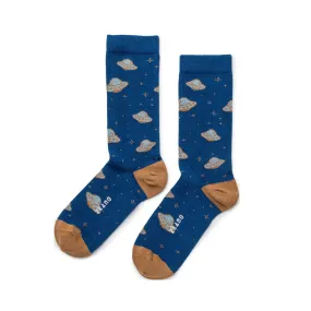 Beam Me Up - Organic Cotton Crew Socks - Deep Blue