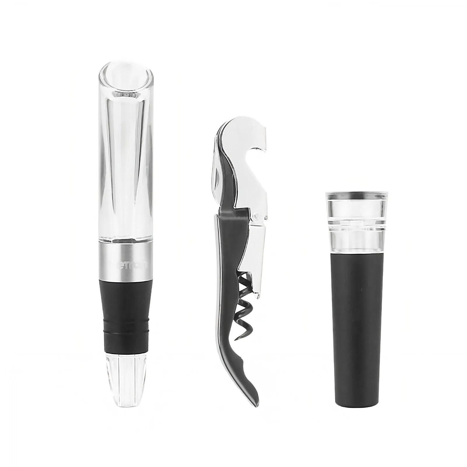 Betron Wine Stopper and Pourer with Bottle Opener, 3 Piece Gift Set