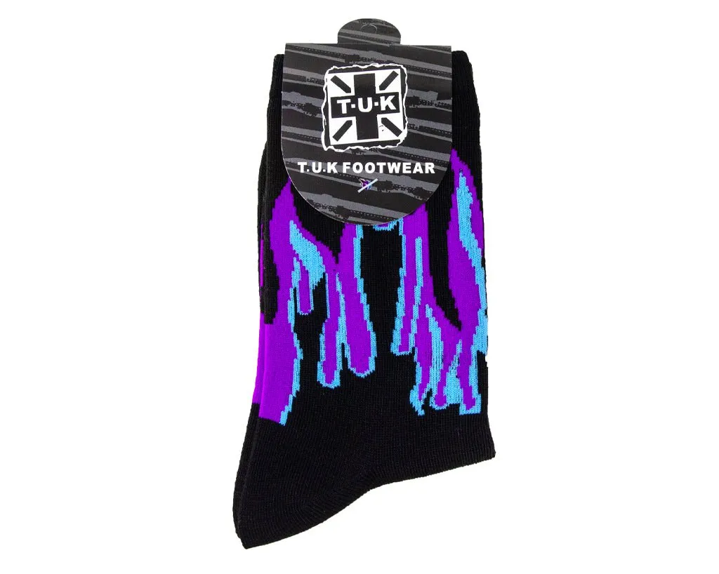 Black Purple & Grey Flame Socks