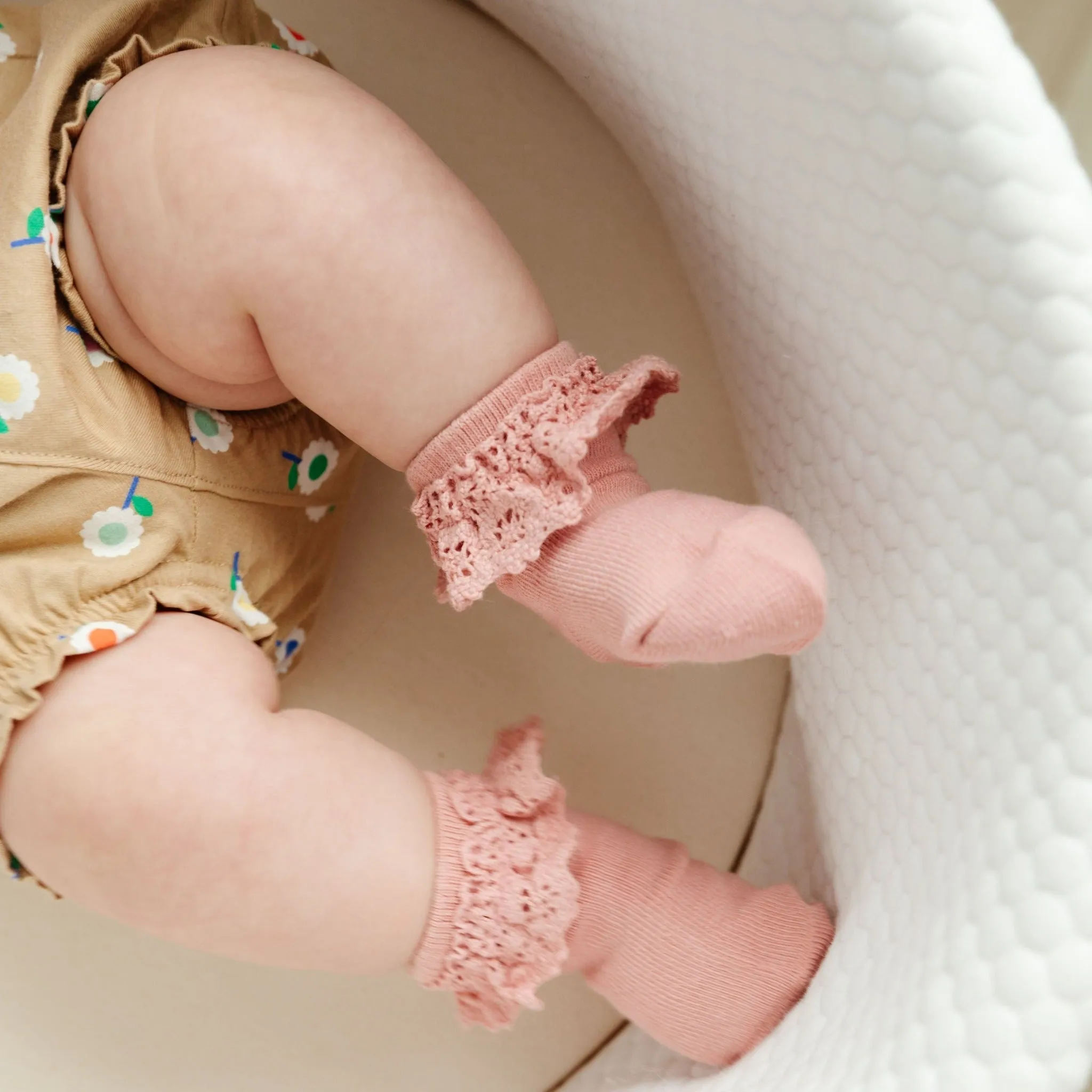 Blush Pink Lace Midi Sock