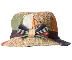 Bow Sunhat, Patchwork Bucket Hat, Cute Sun Hat, 100% Hemp, Unisex