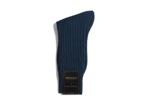 Calf Length Cotton Socks 3-Ply Bluette