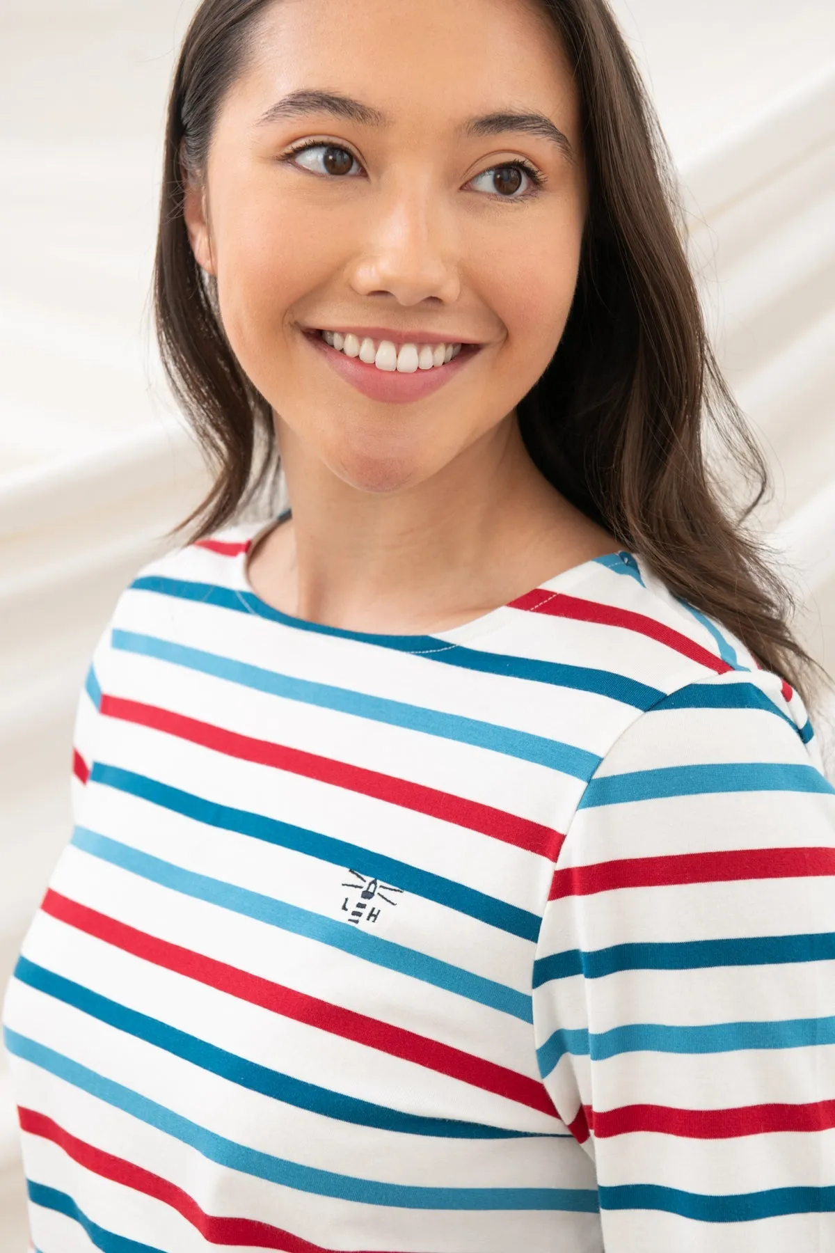 Causeway Breton Top - Red Teal Stripe