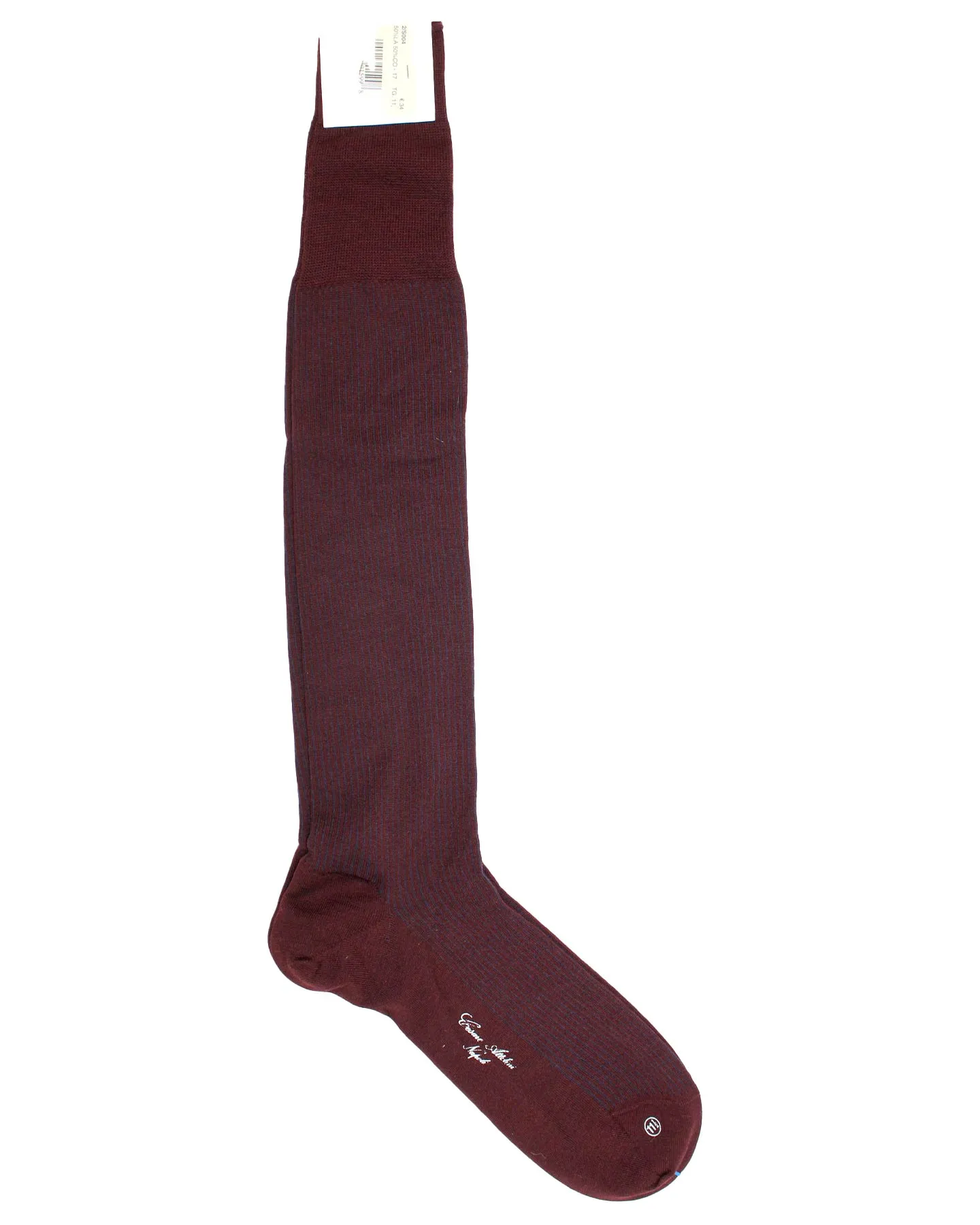 Cesare Attolini Socks Maroon Gray Stripes US 11 / EUR 44 - Over The Calf SALE