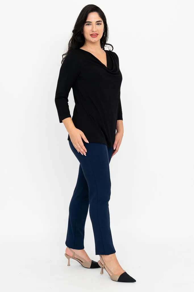 Charisse 3/4 Slv Top, Black, Bamboo