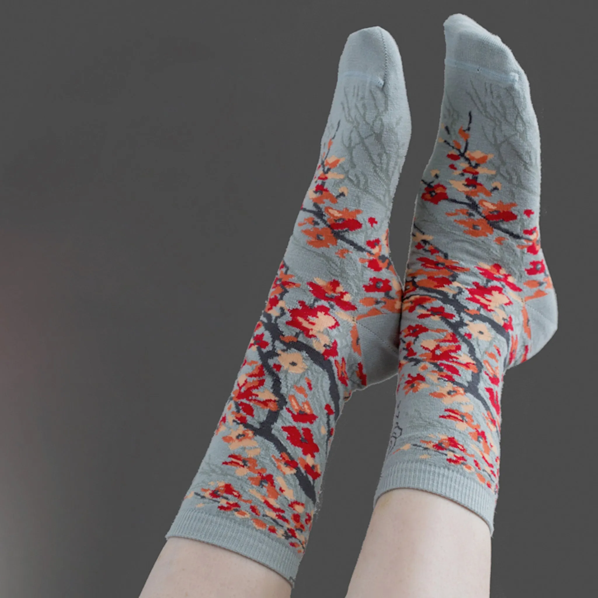 Cherry Blossom Salmon Art Socks