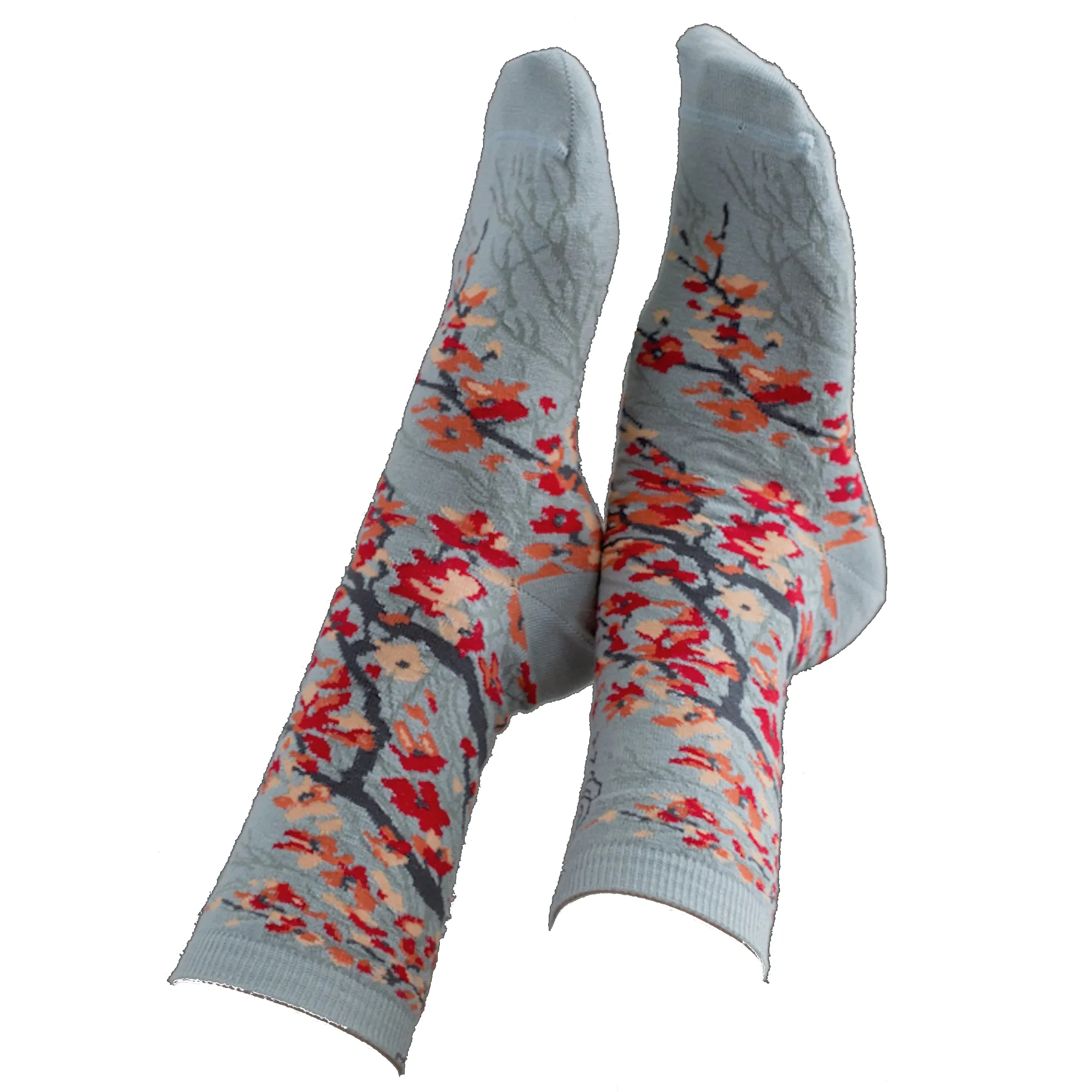 Cherry Blossom Salmon Art Socks