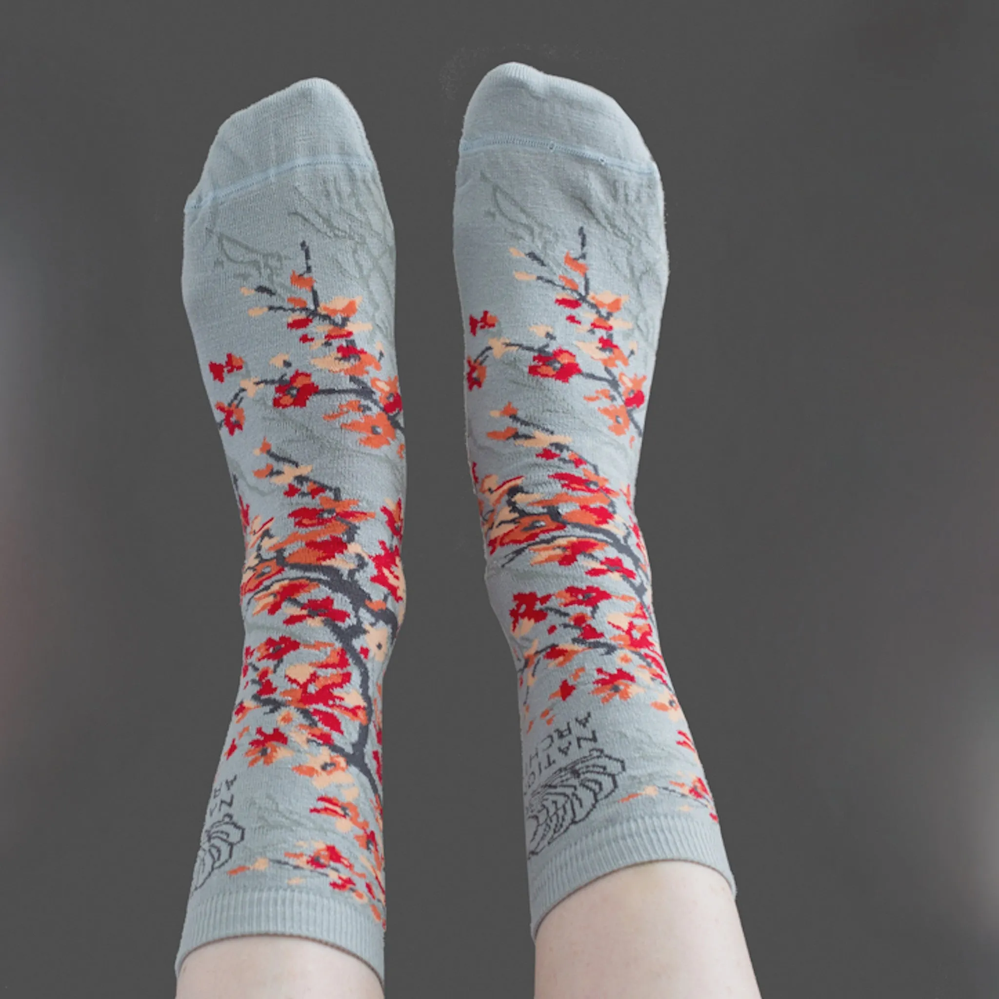 Cherry Blossom Salmon Art Socks