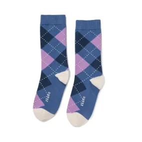 Classic Argyle - Organic Cotton Crew Socks - Cornflower