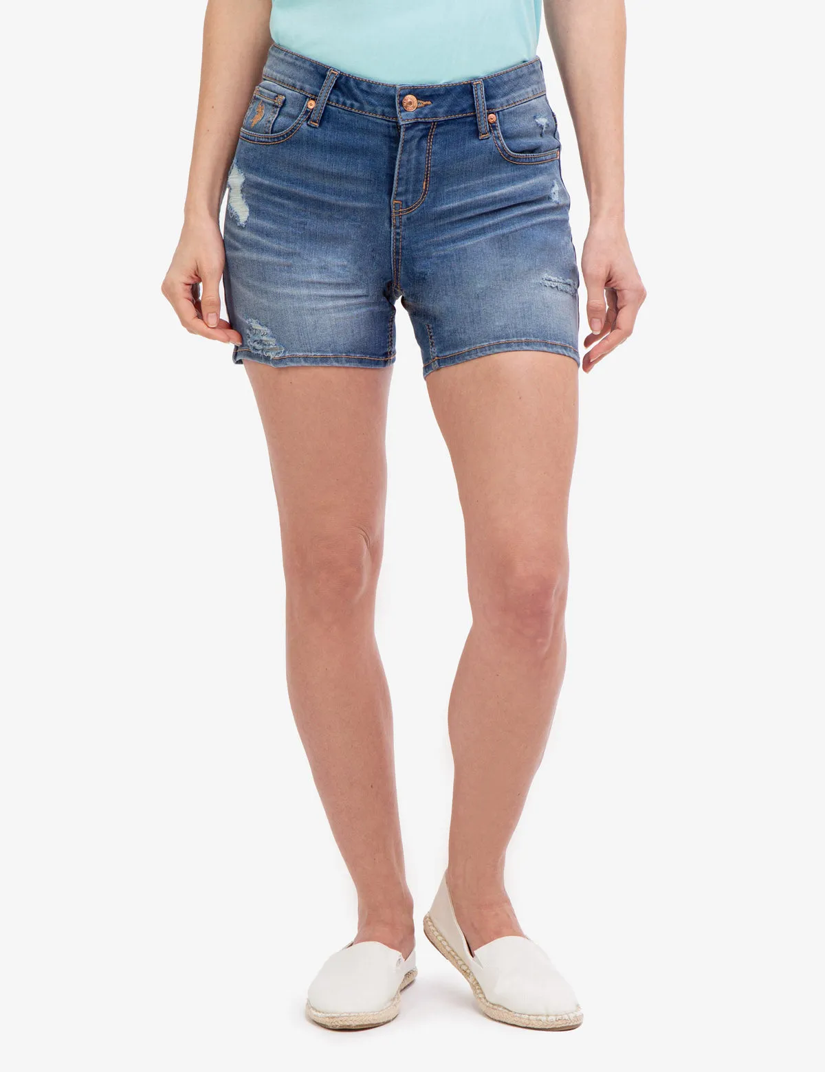 CLASSIC MID RISE DENIM SHORTS