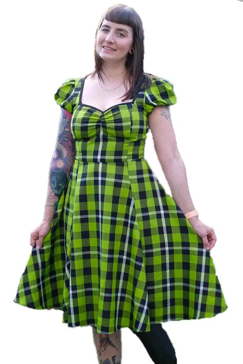 Collectif Mimi Swing Dress in Frogs Breath Tartan