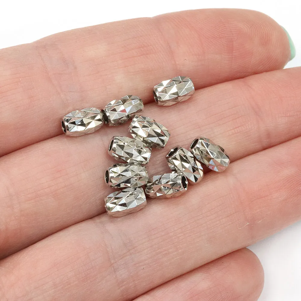 Cut Tube Bead Silver Plated 3x6mm - Pack of 10