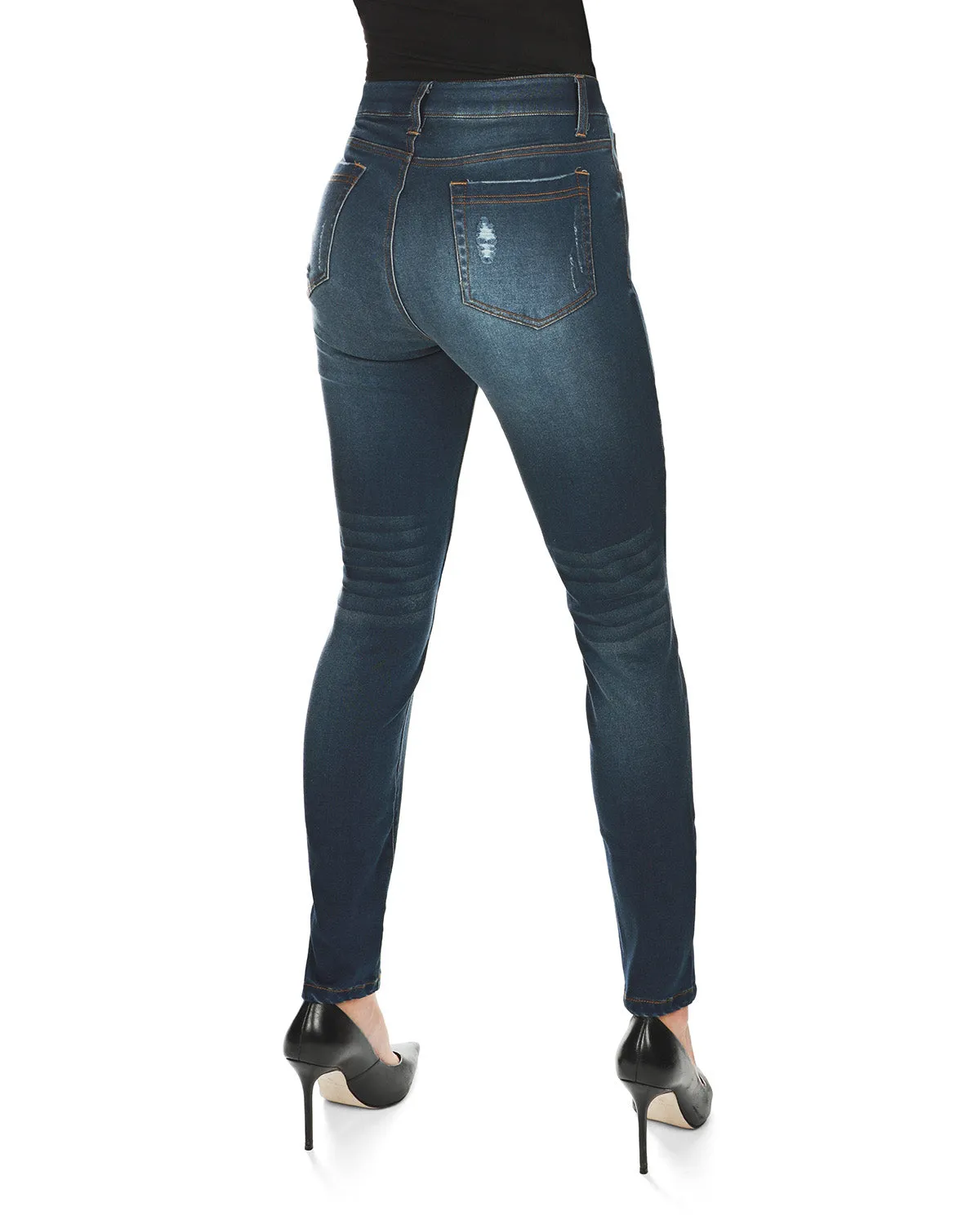 Distressed Bamboo Blend Denim Jeggings