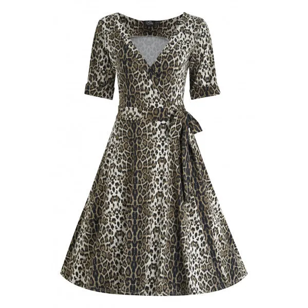 Dolly & Dotty Matilda Wrap Dress in Leopard Print