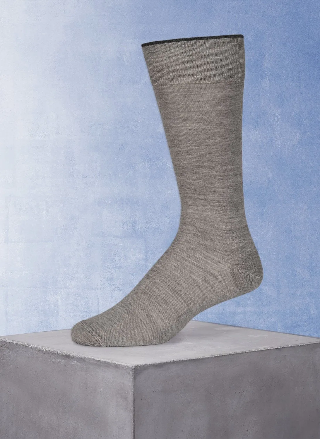 Flat Knit Merino Wool Sock in Light Grey