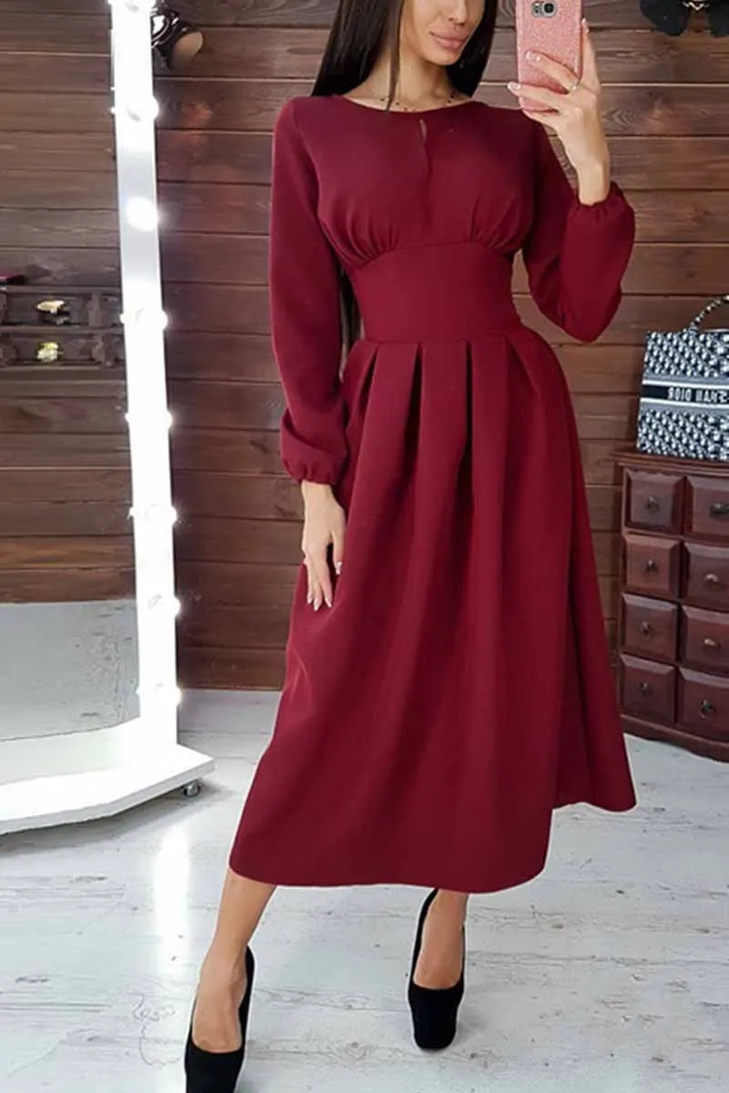 Florcoo Solid Color Long Sleeve Classic Suit Collar Mini Dresses(4 Colors)