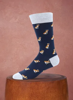 Fox Sock in Navy