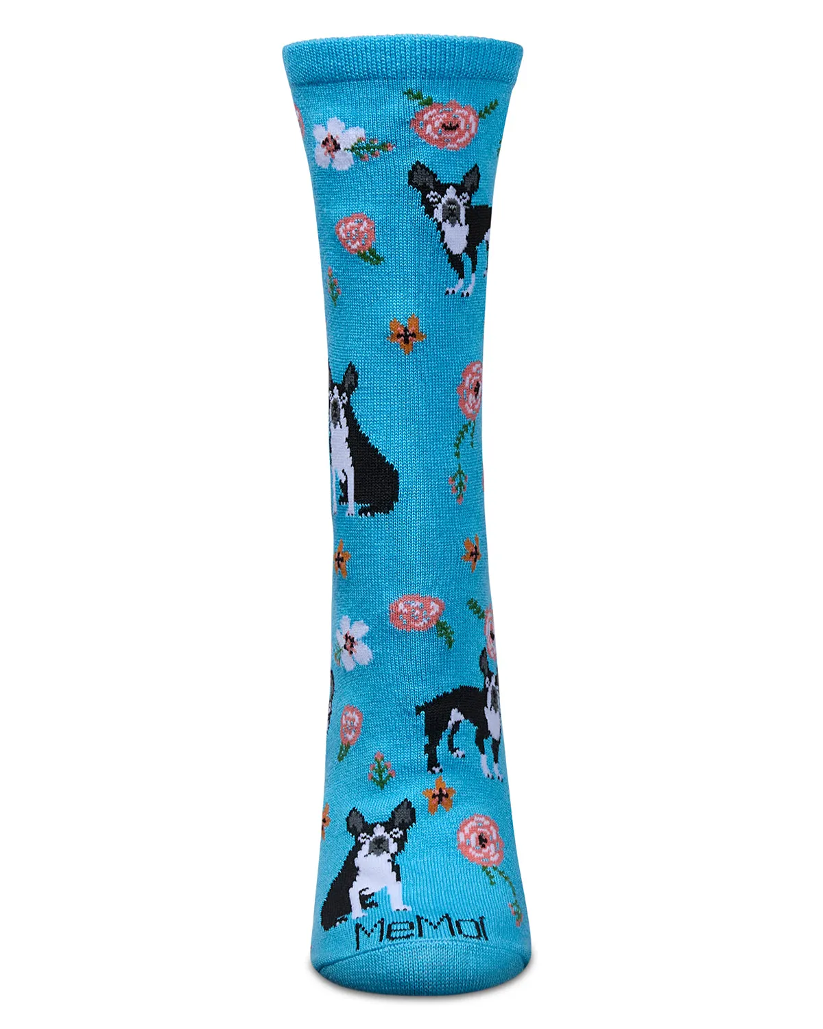 French Bulldog and Roses Bamboo Blend Crew Novelty Socks