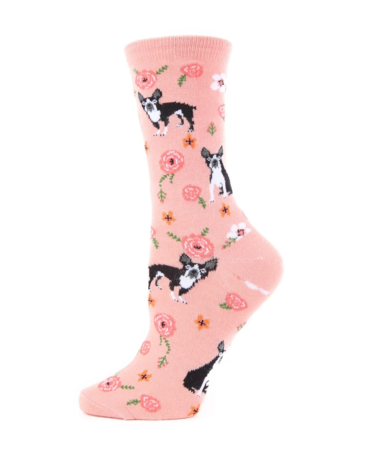 French Bulldog and Roses Bamboo Blend Crew Novelty Socks