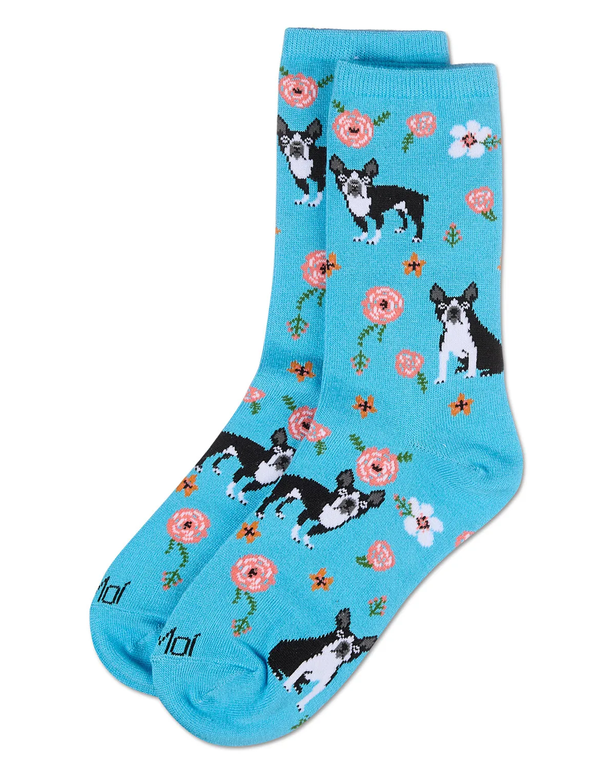 French Bulldog and Roses Bamboo Blend Crew Novelty Socks