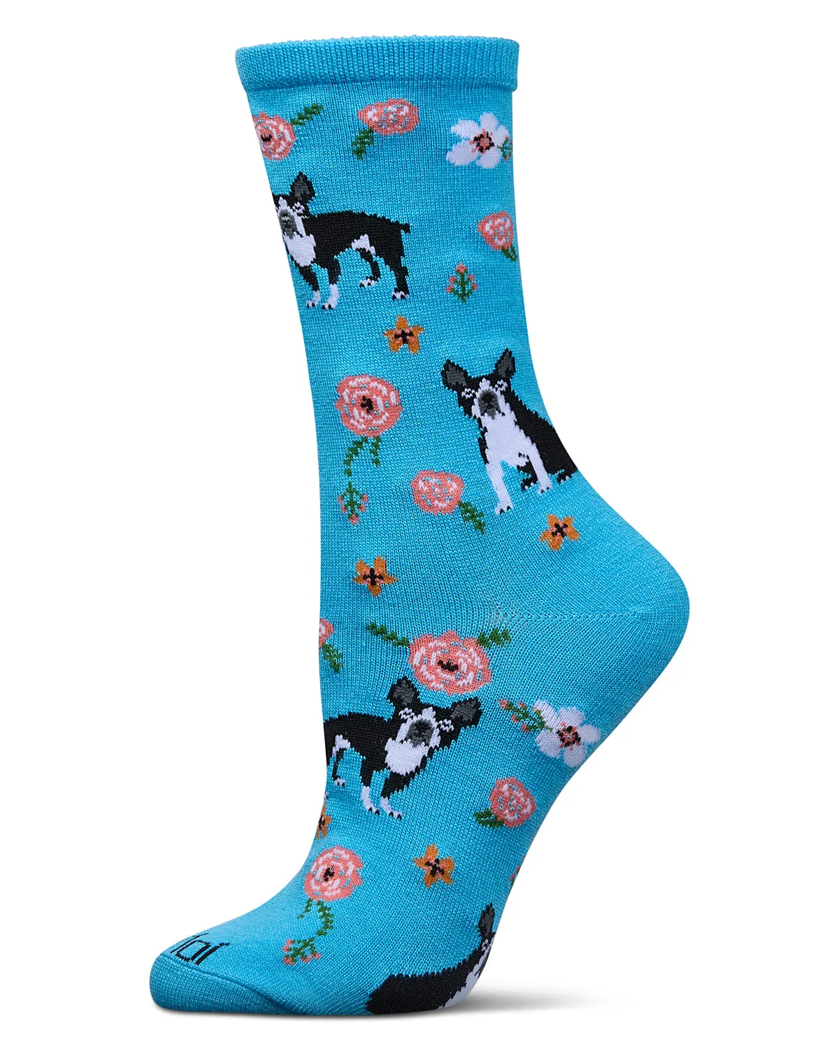 French Bulldog and Roses Bamboo Blend Crew Novelty Socks