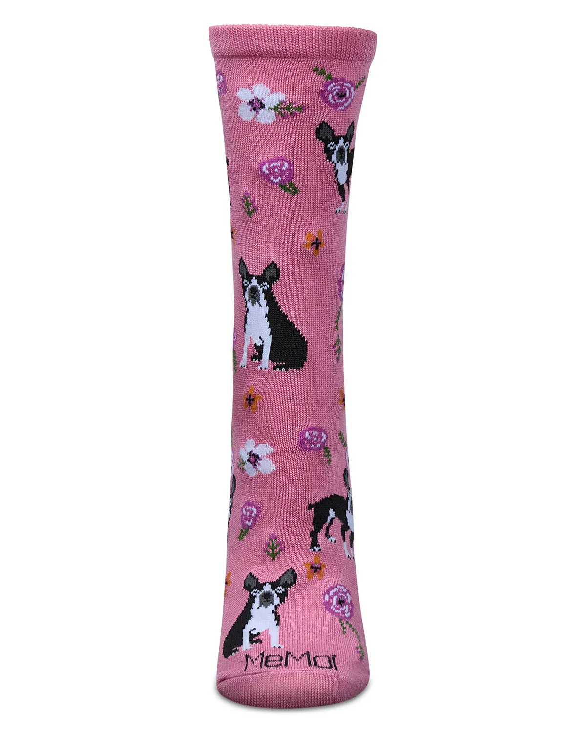 French Bulldog and Roses Bamboo Blend Crew Novelty Socks