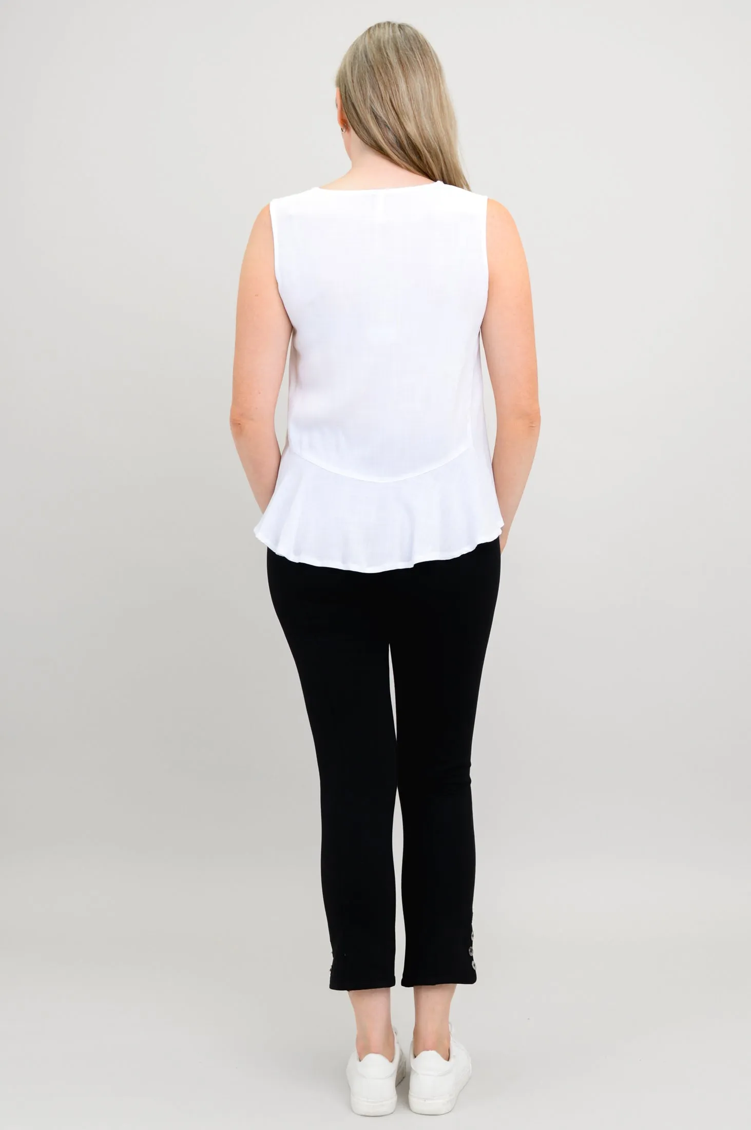 Ginny Tank, White, Linen Bamboo