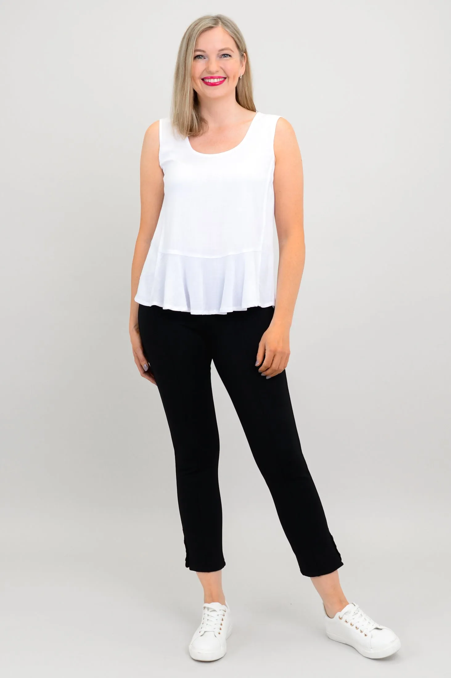 Ginny Tank, White, Linen Bamboo