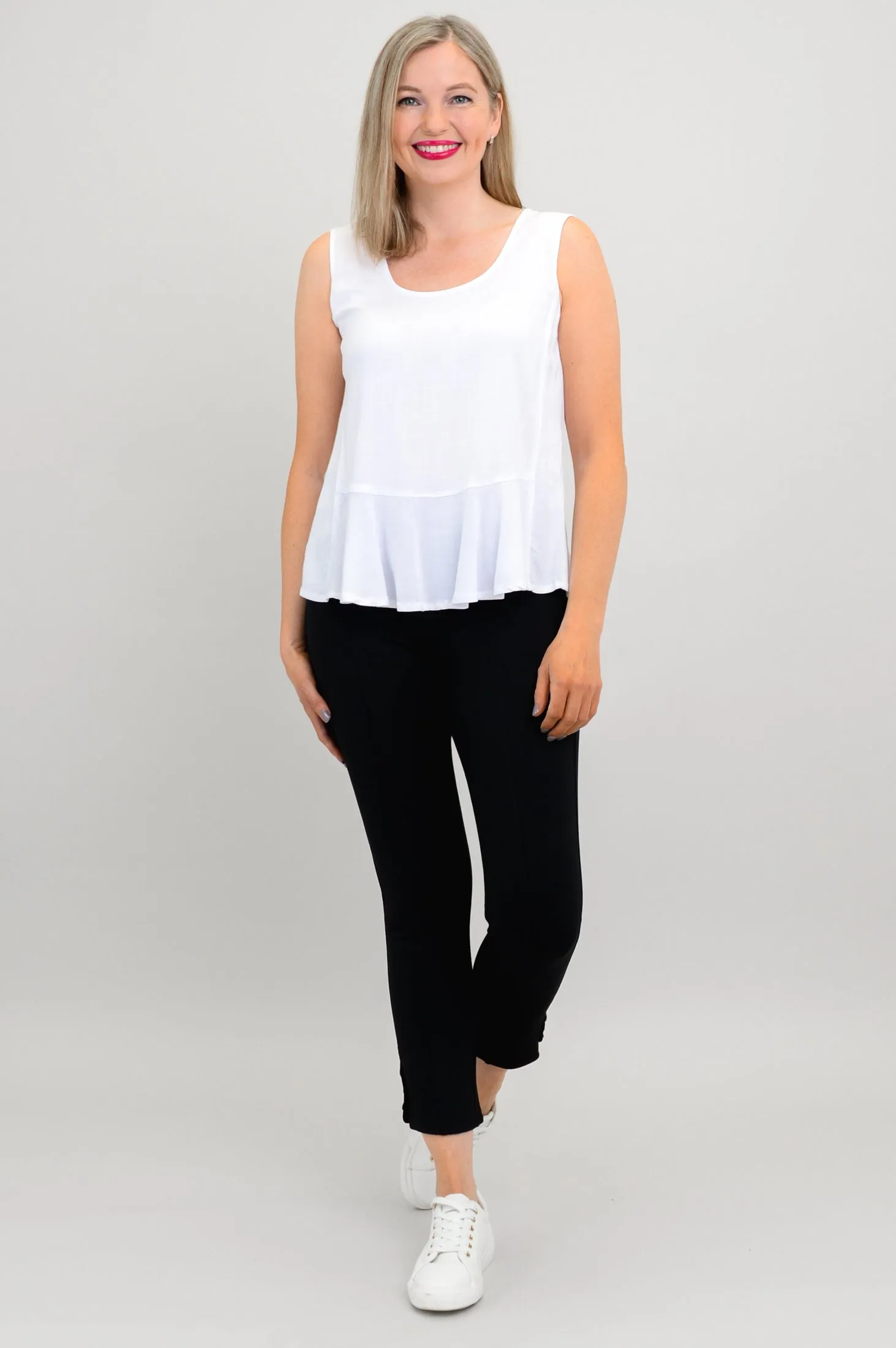 Ginny Tank, White, Linen Bamboo