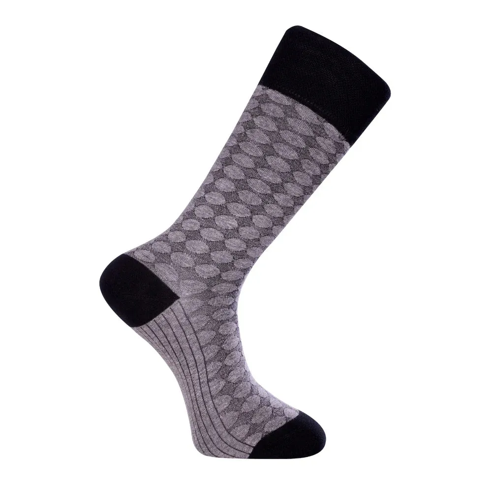 Gray Polka Dots Men’s Dress Socks