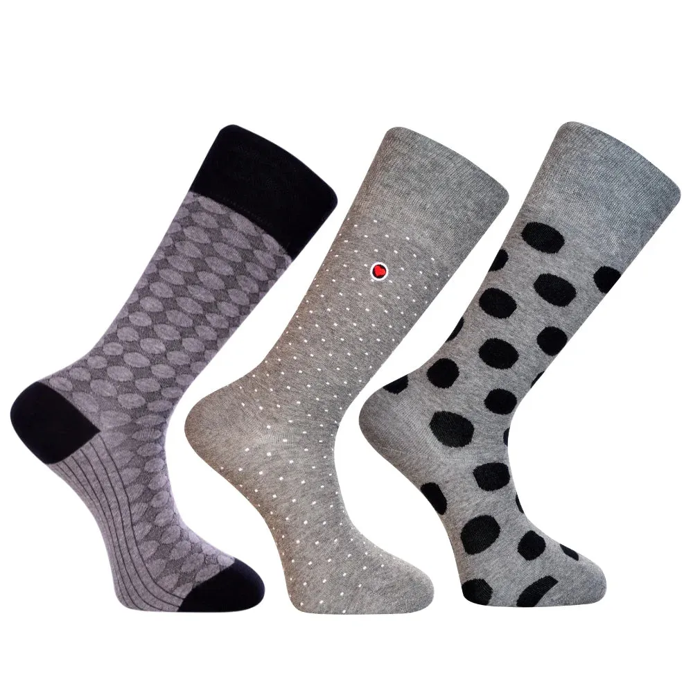 Gray Polka Dots Men’s Dress Socks