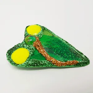 GREEN AND YELLOW HEART BROOCH - MUSTARD, 2008