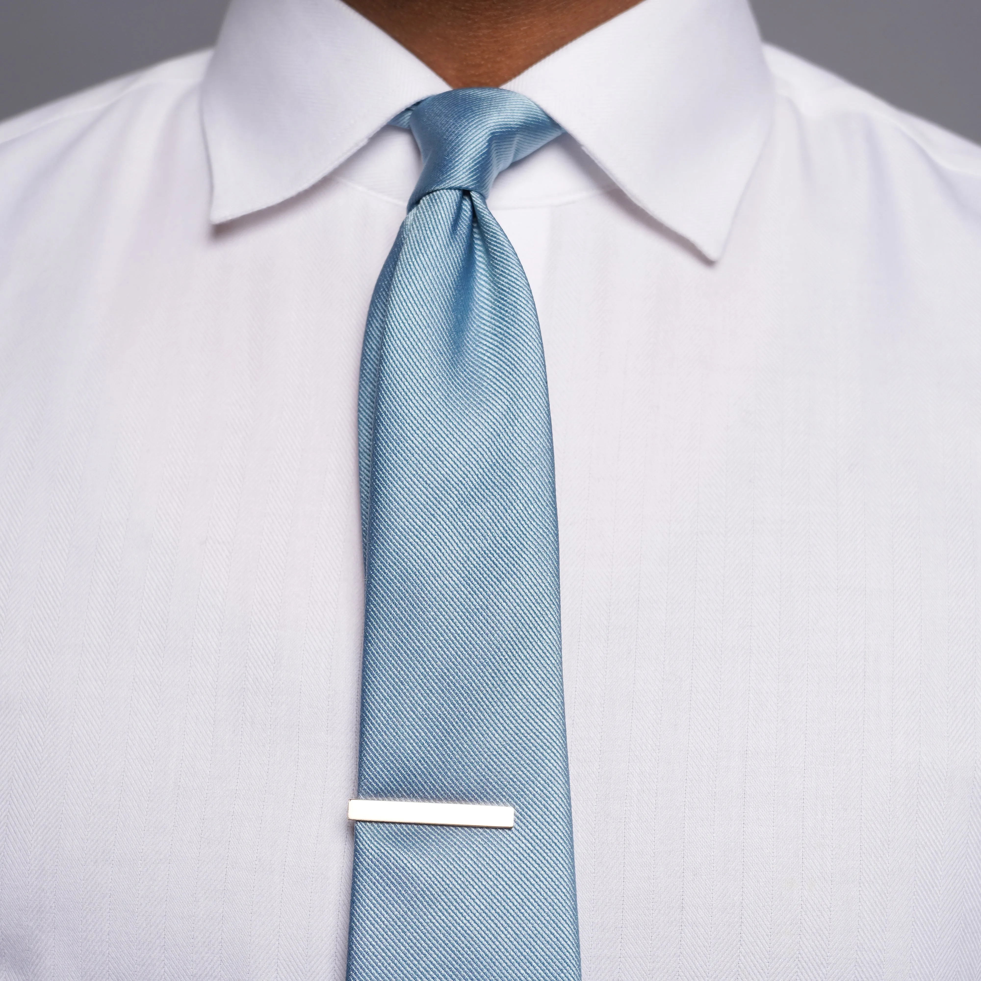 Grosgrain Solid Steel Blue Tie