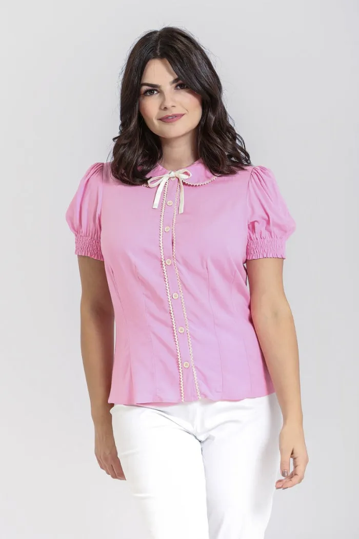 Hell Bunny Calliste Blouse in Pink