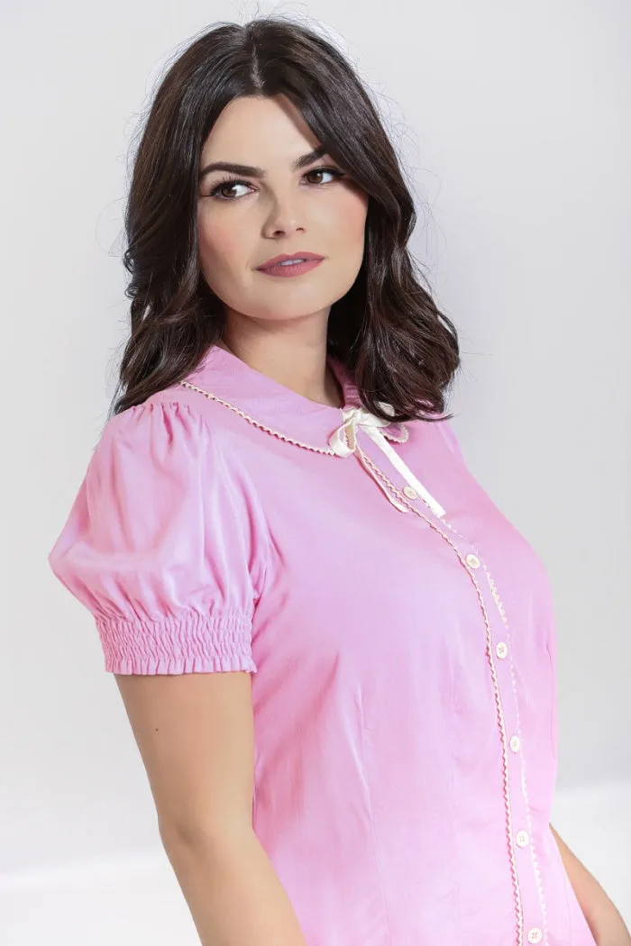 Hell Bunny Calliste Blouse in Pink