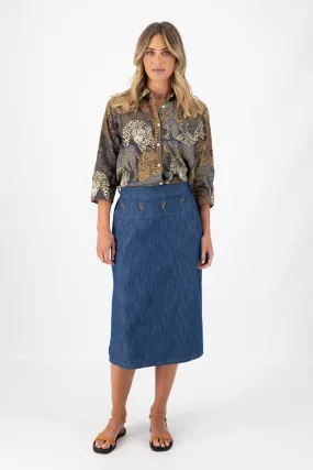 Hepburn Panorama Mid Wash Denim Skirt