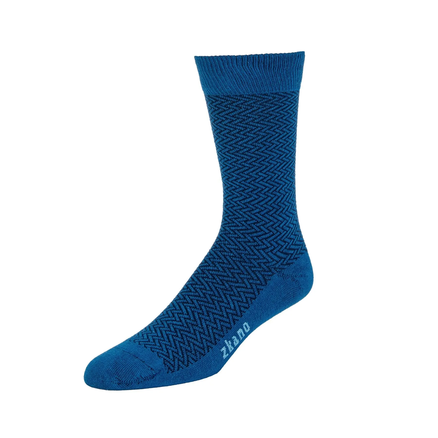 Herringbone- Textured Organic Cotton Crew Socks - Deep Blue