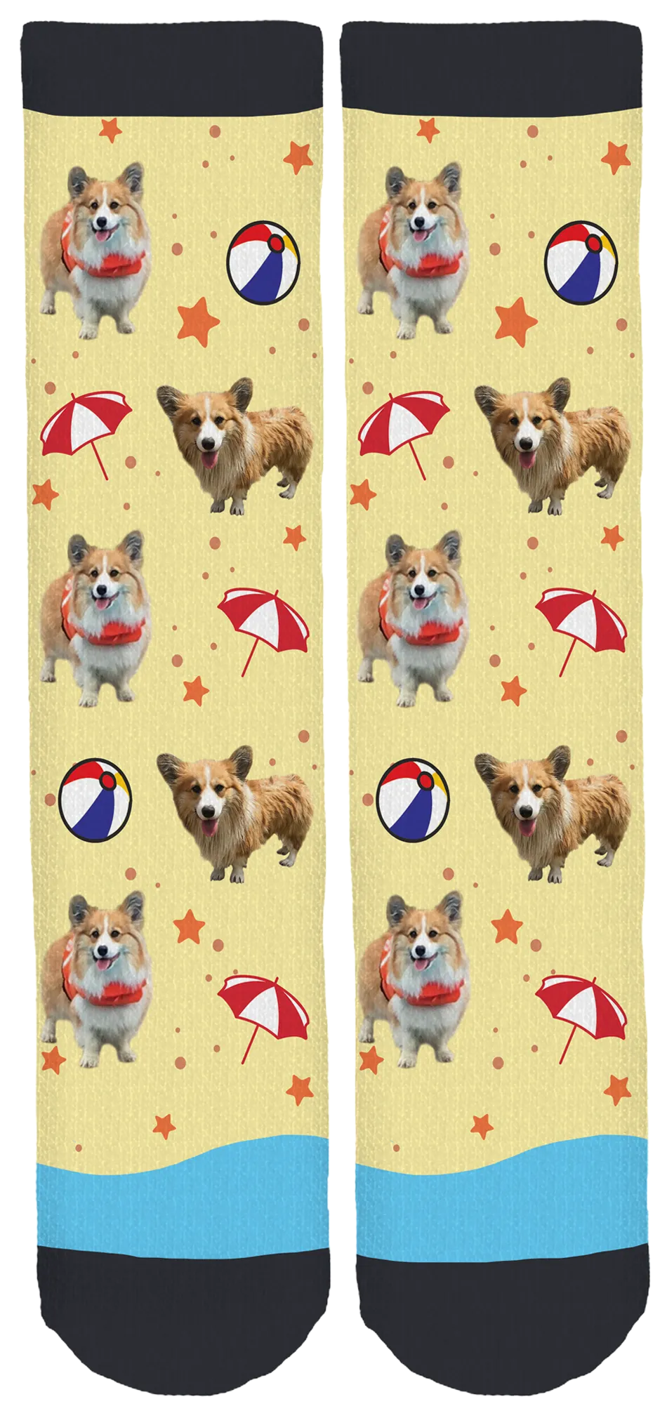 Hudson the Fluffy Corgi Crew Socks