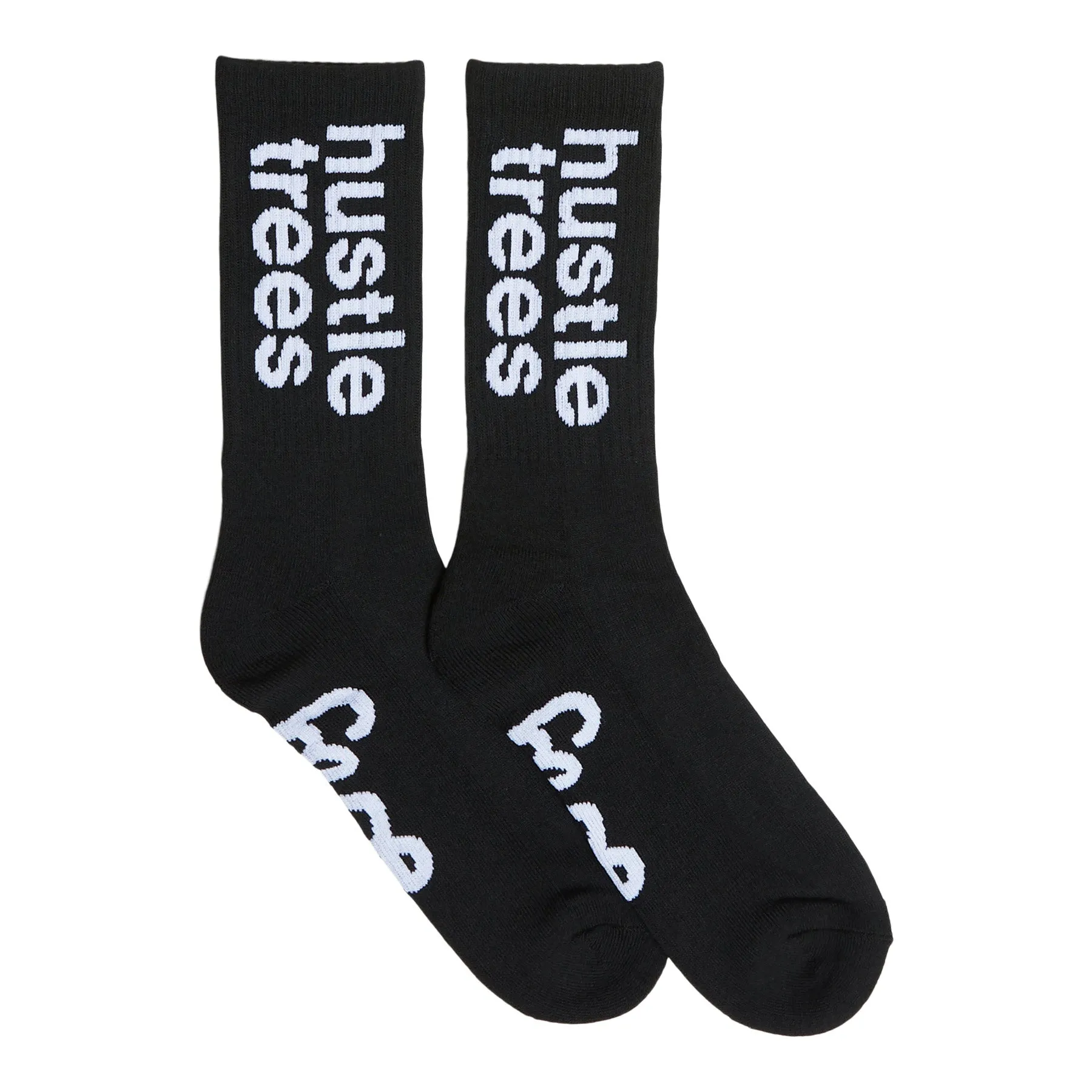 HUSTLE TREES CREW SOCKS - BLACK